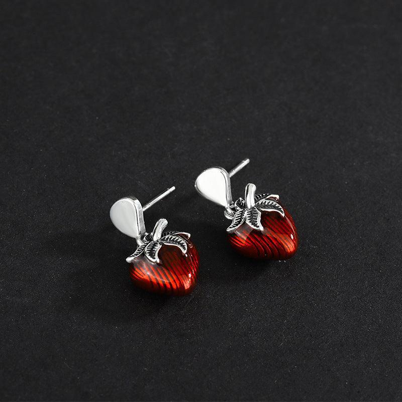 Retro Simple Drip Glue Red Strawberry Earrings in 2023 | Retro Simple Drip Glue Red Strawberry Earrings - undefined | 925 Sterling Silver Vintage Earrings, cute earring, Red Strawberry Earrings, Retro Simple Drip Glue Earrings, S925 Sterling Silver Earrings | From Hunny Life | hunnylife.com