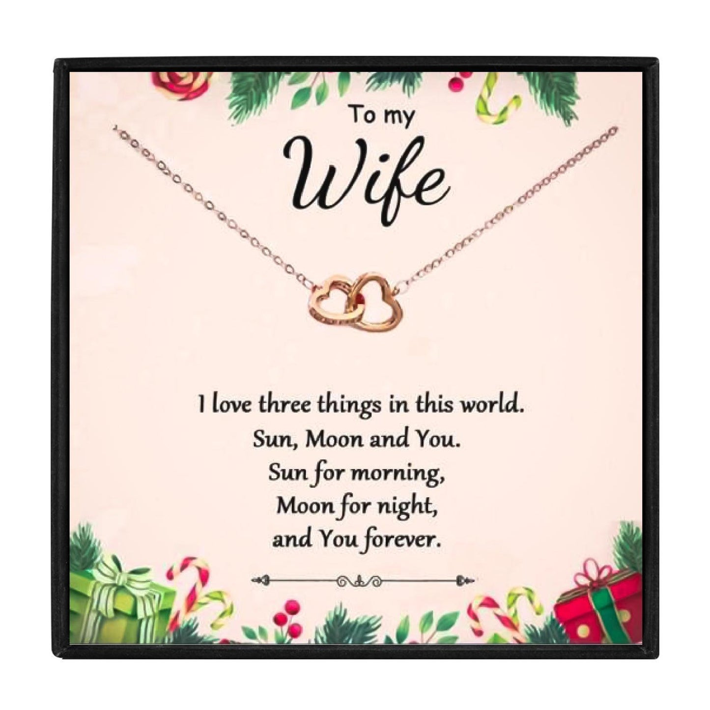 Rose Gold Double Heart Necklace For Wife in 2023 | Rose Gold Double Heart Necklace For Wife - undefined | anniversary necklace for wife, Double Heart Necklace For Wife, to my wife necklace | From Hunny Life | hunnylife.com