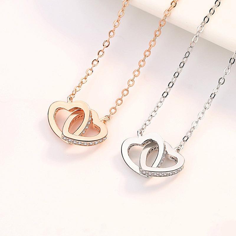 Rose Gold Double Heart Necklace For Wife for Christmas 2023 | Rose Gold Double Heart Necklace For Wife - undefined | anniversary necklace for wife, Double Heart Necklace For Wife, to my wife necklace | From Hunny Life | hunnylife.com