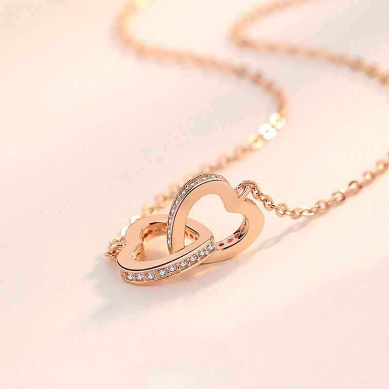 Rose Gold Double Heart Necklace For Wife for Christmas 2023 | Rose Gold Double Heart Necklace For Wife - undefined | anniversary necklace for wife, Double Heart Necklace For Wife, to my wife necklace | From Hunny Life | hunnylife.com