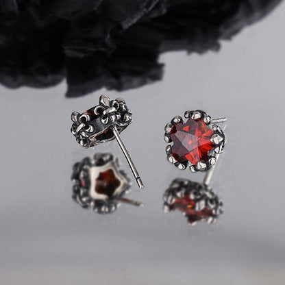 s925 Five Pointed Star Red Zircon Earrings for Christmas 2023 | s925 Five Pointed Star Red Zircon Earrings - undefined | 925 Sterling Silver Vintage Earrings, Creative Cute Earrings, cute earring, Five Pointed Star Red Zircon Earrings, Red Gemstone Earrings | From Hunny Life | hunnylife.com