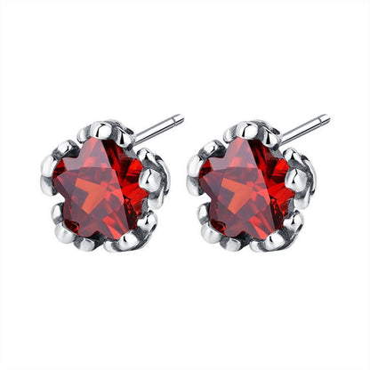 s925 Five Pointed Star Red Zircon Earrings in 2023 | s925 Five Pointed Star Red Zircon Earrings - undefined | 925 Sterling Silver Vintage Earrings, Creative Cute Earrings, cute earring, Five Pointed Star Red Zircon Earrings, Red Gemstone Earrings | From Hunny Life | hunnylife.com