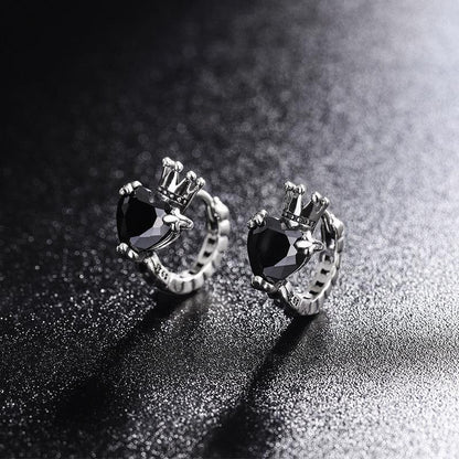 S925 Love Crown Ear Buckle Round Face Earrings for Christmas 2023 | S925 Love Crown Ear Buckle Round Face Earrings - undefined | Creative Cute Earrings, crown earring, cute earring, Love Crown Ear Buckle Round Earrings, Red Gemstone Earrings | From Hunny Life | hunnylife.com