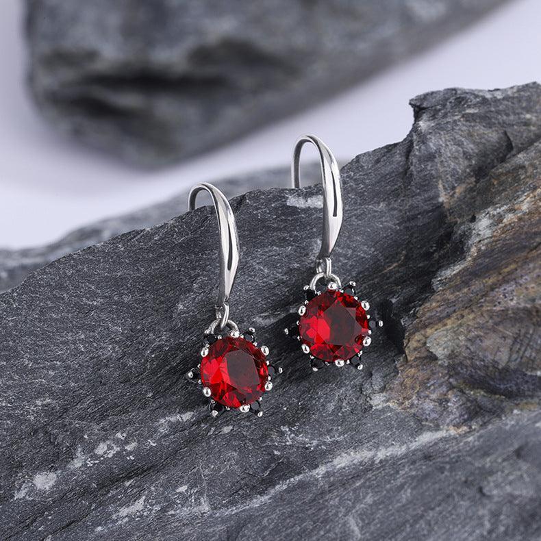 S925 Silver Bright Red Sunflower Exquisite Earrings in 2023 | S925 Silver Bright Red Sunflower Exquisite Earrings - undefined | Bright Red Sunflower Earrings, Creative Cute Earrings, cute earring, Red Gemstone Earrings | From Hunny Life | hunnylife.com