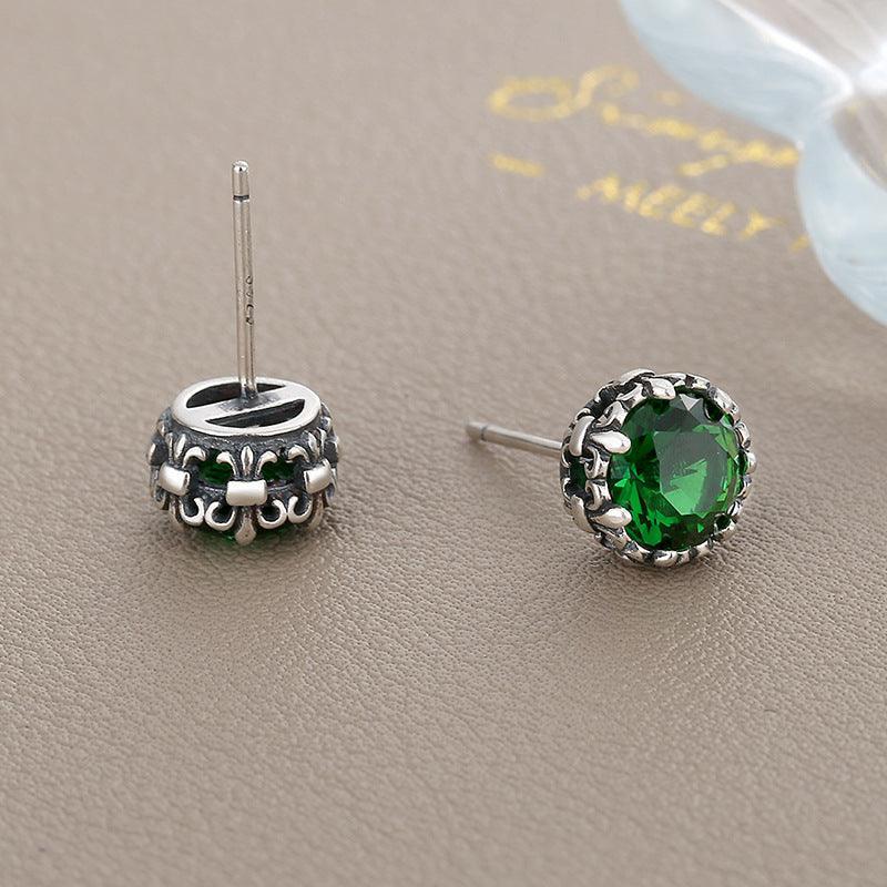 S925 Silver Emerald Zircon Retro Cross Earrings for Christmas 2023 | S925 Silver Emerald Zircon Retro Cross Earrings - undefined | 925 Sterling Silver Vintage Earrings, Creative Cute Earrings, cute earring, Retro Cross Earrings, S925 Silver Emerald Earrings | From Hunny Life | hunnylife.com