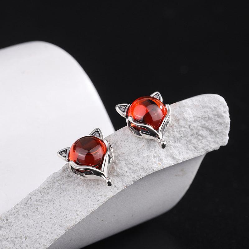 S925 Silver Little Red Fox Garnet Creative Earrings in 2023 | S925 Silver Little Red Fox Garnet Creative Earrings - undefined | 925 Sterling Silver Vintage Earrings, Creative Cute Earrings, Little Red Fox Garnet Creative Earrings, S925 Sterling Silver Earrings | From Hunny Life | hunnylife.com