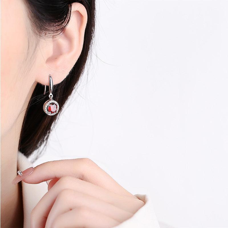 S925 Silver Pomegranate Red Round Earrings in 2023 | S925 Silver Pomegranate Red Round Earrings - undefined | 925 Sterling Silver Vintage Earrings, Creative Cute Earrings, Red Gemstone Earrings, S925 Silver Pomegranate Red Round Earrings | From Hunny Life | hunnylife.com