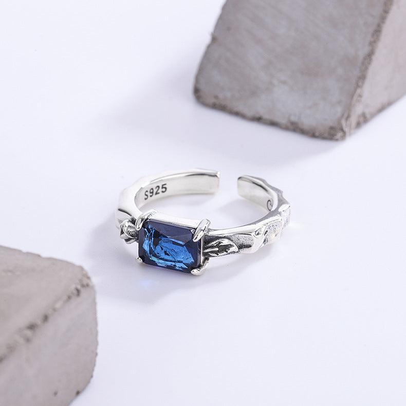 S925 Sterling Silver Blue Zirconium Ring for Christmas 2023 | S925 Sterling Silver Blue Zirconium Ring - undefined | cute Blue birthstone ring, cute ring, S925 Sterling Silver Blue Ring, Sterling Silver s925 cute Ring | From Hunny Life | hunnylife.com