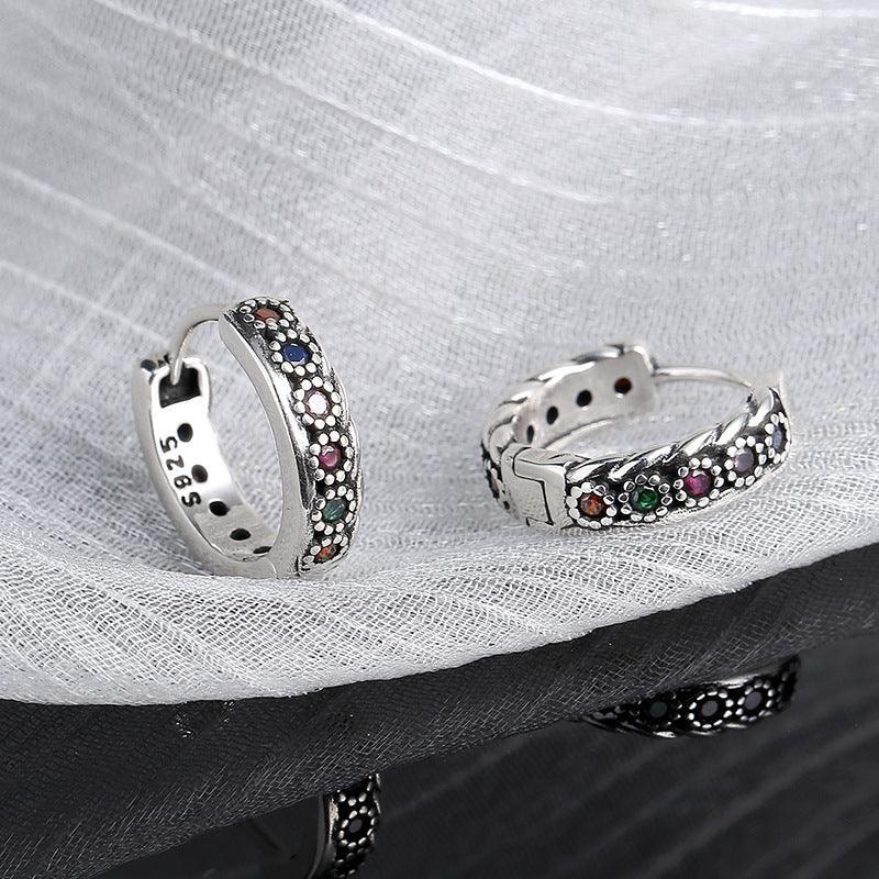 S925 Sterling Silver Color Zirconium Woven Earrings in 2023 | S925 Sterling Silver Color Zirconium Woven Earrings - undefined | cute ring, rainbow gemstone ring, S925 Sterling Silver Earrings, S925 Sterling Woven Earrings, Sterling Silver s925 cute Ring | From Hunny Life | hunnylife.com