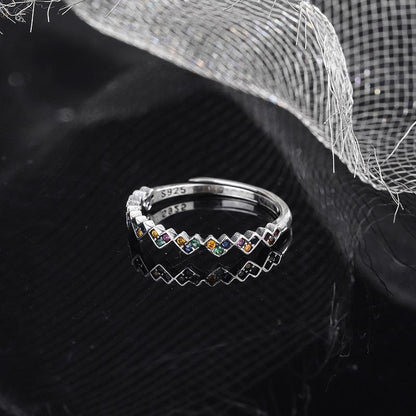 S925 Sterling Silver Colorful Zircon Love Vintage Ring for Christmas 2023 | S925 Sterling Silver Colorful Zircon Love Vintage Ring - undefined | Colorful Zircon Ring, cute ring, Love Vintage Ring, S925 Sterling Silver ring | From Hunny Life | hunnylife.com