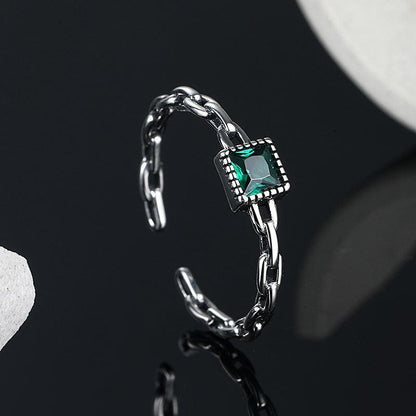 S925 Sterling Silver Emerald Zircon Chain Ring for Christmas 2023 | S925 Sterling Silver Emerald Zircon Chain Ring - undefined | Emerald Ring, S925 Sterling Silver Emerald Ring, S925 Sterling Silver ring | From Hunny Life | hunnylife.com