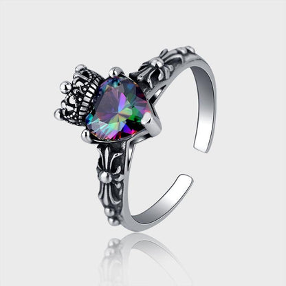 S925 Sterling Silver Fashion Crown Ring for Christmas 2023 | S925 Sterling Silver Fashion Crown Ring - undefined | 925 Sterling Silver Crown Ring, blue gemstone crown ring, Love Crown Ring, red gemstone crown ring | From Hunny Life | hunnylife.com