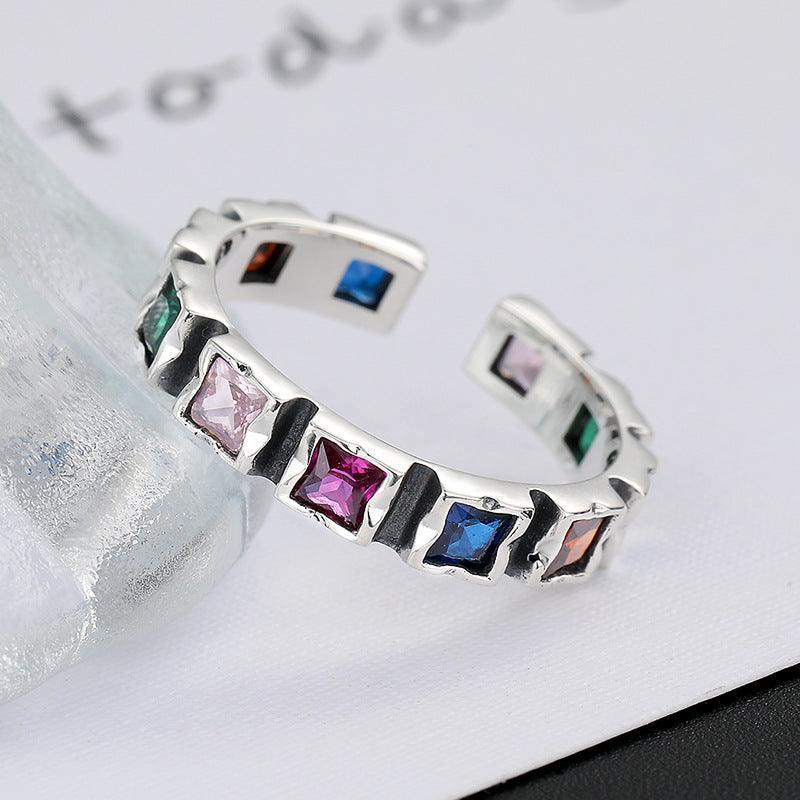 S925 Sterling Silver Hip Hop Retro Colorful Zircon Ring in 2023 | S925 Sterling Silver Hip Hop Retro Colorful Zircon Ring - undefined | Colorful Zircon Ring, cute ring, Hip Hop Retro Ring, Sterling Silver s925 cute Ring | From Hunny Life | hunnylife.com