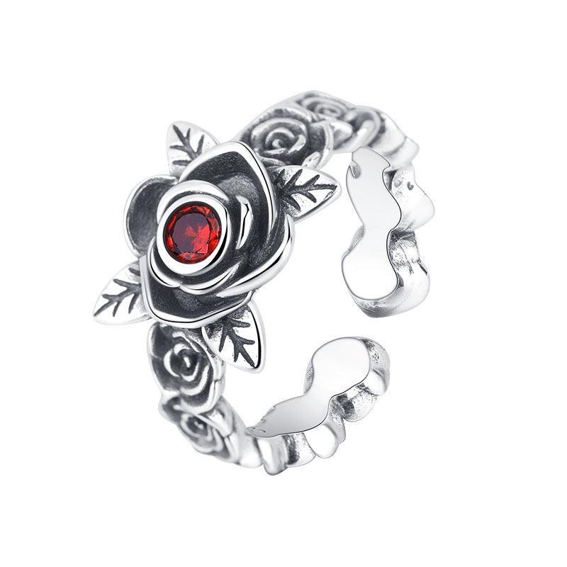 S925 Sterling Silver Red Zirconium Rose Ring in 2023 | S925 Sterling Silver Red Zirconium Rose Ring - undefined | black rose ring, cute ring, Red Rose Ring, S925 Silver Vintage Cute Ring, S925 Sterling Silver Rose Ring, Sterling Silver s925 cute Ring | From Hunny Life | hunnylife.com