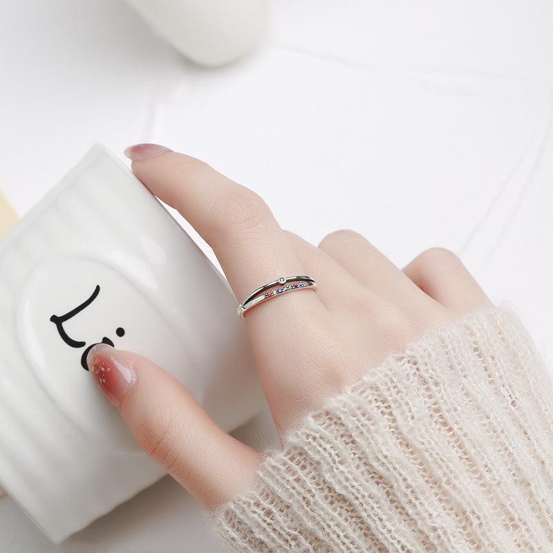 S925 Sterling Silver Retro Set Rainbow Double Layer Ring in 2023 | S925 Sterling Silver Retro Set Rainbow Double Layer Ring - undefined | Rainbow Double Layer Ring, Retro Rainbow Ring, S925 Sterling Silver Retro Set Ring | From Hunny Life | hunnylife.com
