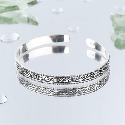 S925 Sterling Silver Retro Tang Grass Rattan Carved Bracelet for Christmas 2023 | S925 Sterling Silver Retro Tang Grass Rattan Carved Bracelet - undefined | Retro Bracelet, Retro Tang Grass Rattan Carved Bracelet, S925 Sterling Silver Bracelet | From Hunny Life | hunnylife.com