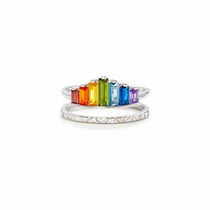 S925 Sterling Silver Simple Rainbow Zircon Ring For Women's for Christmas 2023 | S925 Sterling Silver Simple Rainbow Zircon Ring For Women's - undefined | Sterling Silver s925 cute Ring | From Hunny Life | hunnylife.com
