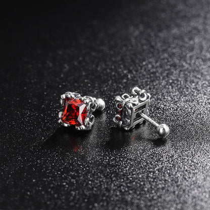 S925 Sterling Silver Square Red Gemstone Retro Earrings in 2023 | S925 Sterling Silver Square Red Gemstone Retro Earrings - undefined | Creative Cute Earrings, cute earring, Red Gemstone Retro Earrings, S925 Sterling Silver Earrings, S925 Sterling Silver Square Earrings | From Hunny Life | hunnylife.com