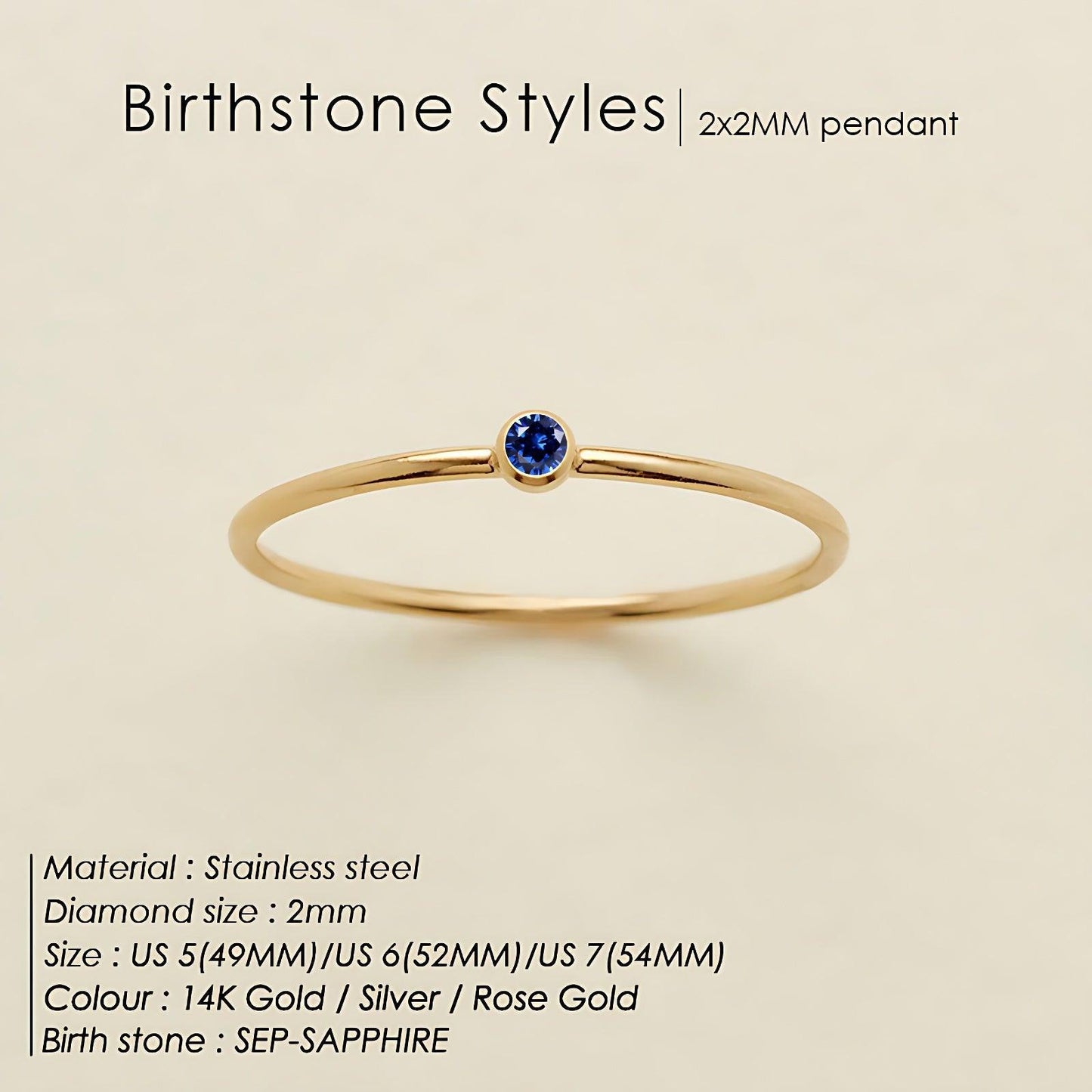 September Birthstone Cute Ring for Christmas 2023 | September Birthstone Cute Ring - undefined | Birthstone Ring, cute ring, S925 Silver Vintage Cute Ring, september birthstone color, September birthstone is Sapphire, Sterling Silver s925 cute Ring | From Hunny Life | hunnylife.com