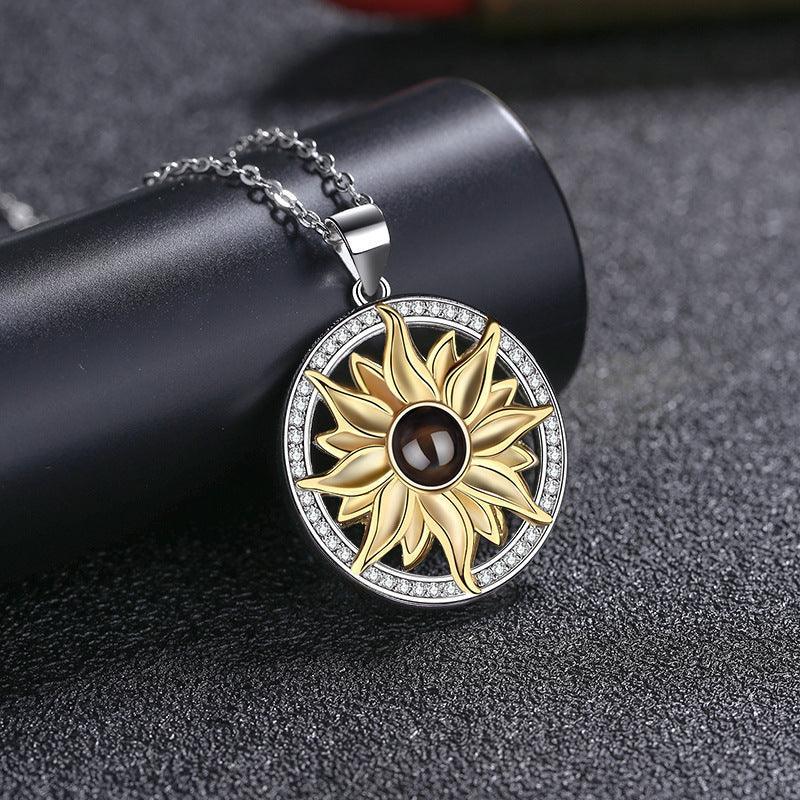 Silver Sunflower Projection Necklace For Women in 2023 | Silver Sunflower Projection Necklace For Women - undefined | Sunflower Necklace, Sunflower Necklace S925 Sterling Silver, Sunflower Necklaces, Sunflower Projection Necklace | From Hunny Life | hunnylife.com