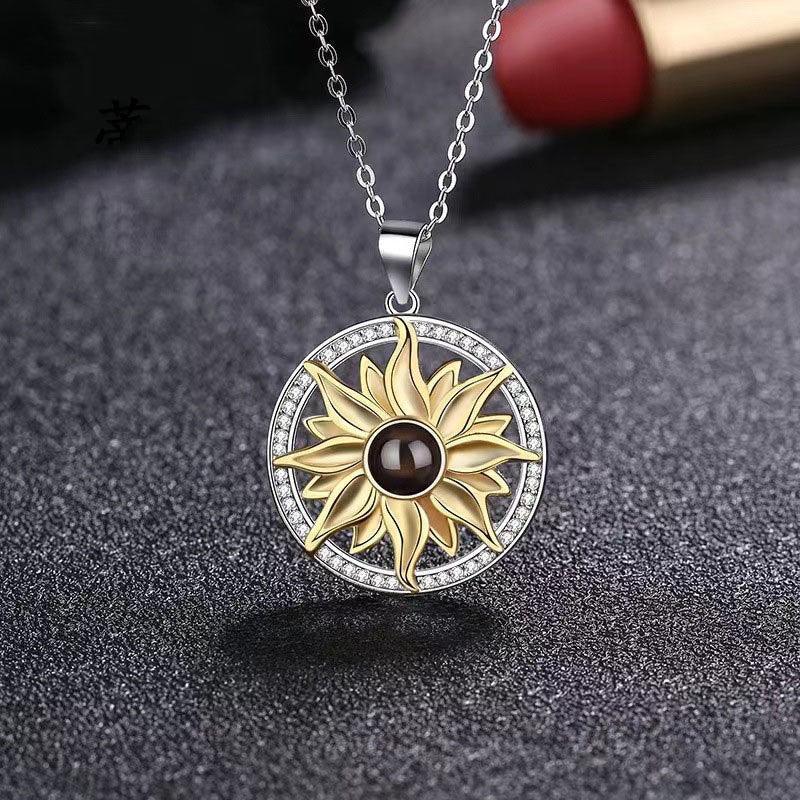 Silver Sunflower Projection Necklace For Women in 2023 | Silver Sunflower Projection Necklace For Women - undefined | Sunflower Necklace, Sunflower Necklace S925 Sterling Silver, Sunflower Necklaces, Sunflower Projection Necklace | From Hunny Life | hunnylife.com