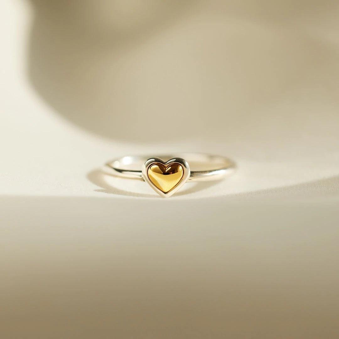 Simple Love Heart Two color Ring for Christmas 2023 | Simple Love Heart Two color Ring - undefined | rings, Sterling Silver s925 cute Ring | From Hunny Life | hunnylife.com