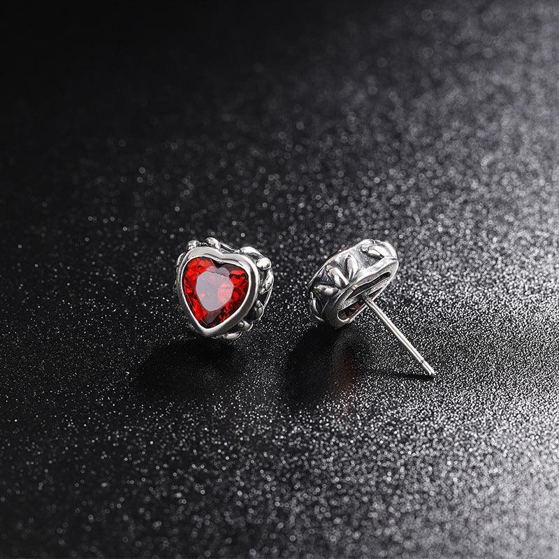 Simple Zircon Cool Wind Red Gemstone Love Earrings for Christmas 2023 | Simple Zircon Cool Wind Red Gemstone Love Earrings - undefined | 925 Sterling Silver Vintage Earrings, Red Gemstone Earrings, S925 Sterling Silver Earrings, Simple Zircon Cool Wind Red Love Earrings | From Hunny Life | hunnylife.com