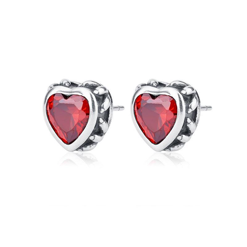 Simple Zircon Cool Wind Red Gemstone Love Earrings for Christmas 2023 | Simple Zircon Cool Wind Red Gemstone Love Earrings - undefined | 925 Sterling Silver Vintage Earrings, Red Gemstone Earrings, S925 Sterling Silver Earrings, Simple Zircon Cool Wind Red Love Earrings | From Hunny Life | hunnylife.com