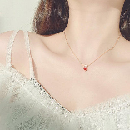 Small Red Heart Clavicle Chain Ins Wind Crystal Necklace in 2023 | Small Red Heart Clavicle Chain Ins Wind Crystal Necklace - undefined | | From Hunny Life | hunnylife.com