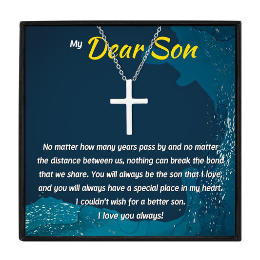 Son Necklace Gift Set From Mom And Dad for Christmas 2023 | Son Necklace Gift Set From Mom And Dad - undefined | cross necklace for son, mother and son necklace, mother son necklaces, son necklace, son necklace from mom, to my son necklace | From Hunny Life | hunnylife.com