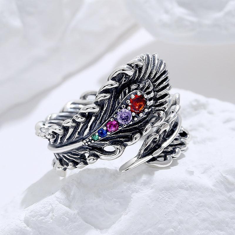 Stereoscopic Retro Distressed Peacock Feather Ring for Christmas 2023 | Stereoscopic Retro Distressed Peacock Feather Ring - undefined | Peacock Feather Ring, Retro Ring, Stereoscopic Retro Distressed Ring | From Hunny Life | hunnylife.com