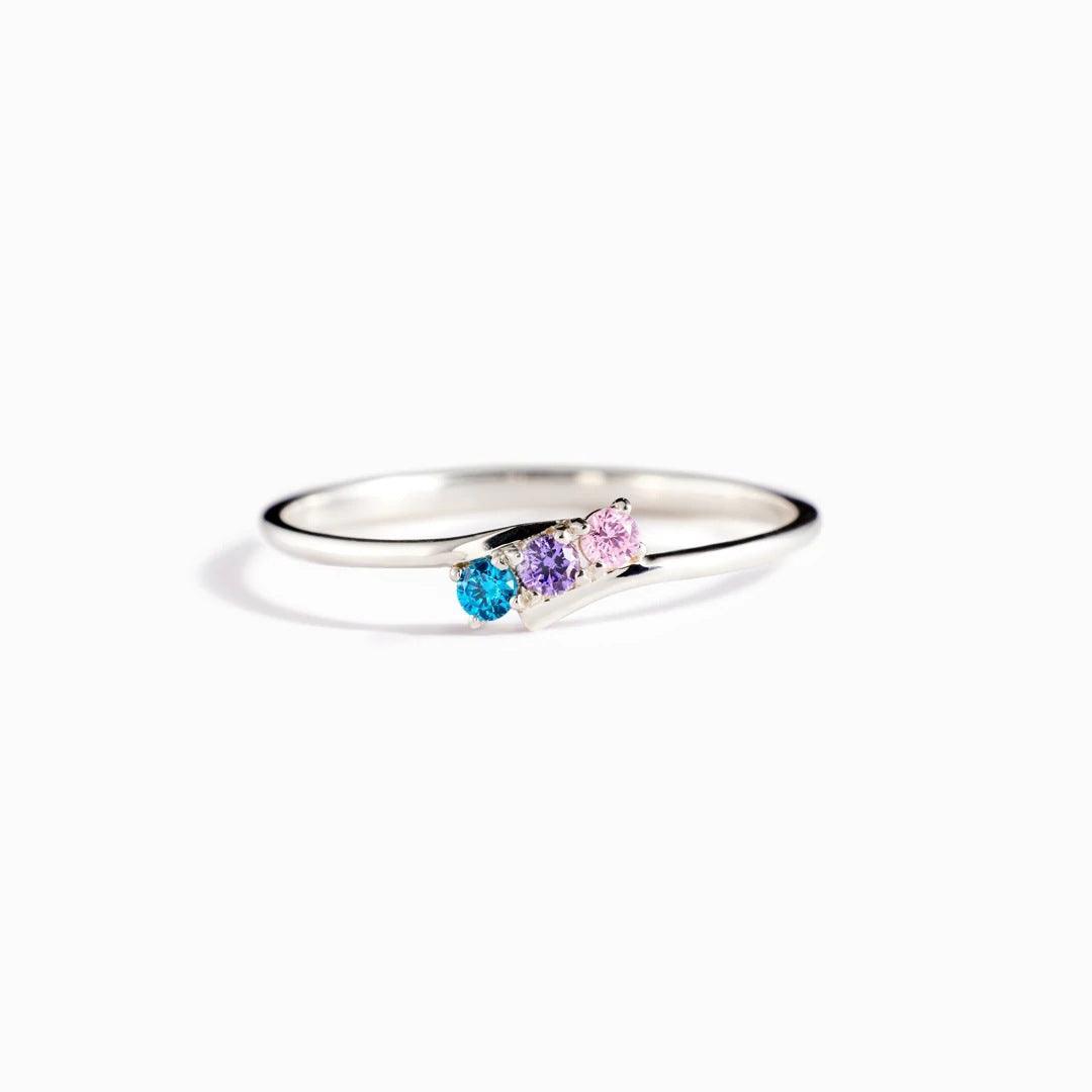 Sterling Silver Birthstone Diamond Ring for Christmas 2023 | Sterling Silver Birthstone Diamond Ring - undefined | Birthstone Colors Customized, Birthstone ring, Sterling Silver ring | From Hunny Life | hunnylife.com