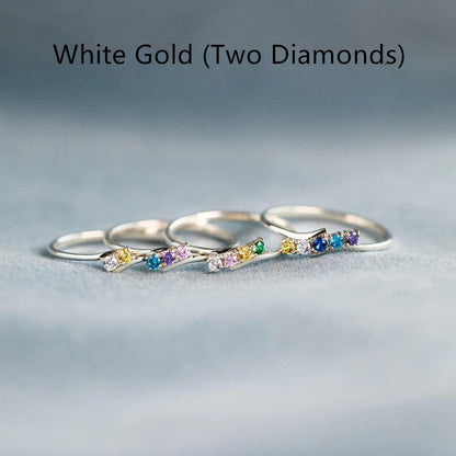 Sterling Silver Birthstone Diamond Ring in 2023 | Sterling Silver Birthstone Diamond Ring - undefined | Birthstone Colors Customized, Birthstone ring, Sterling Silver ring | From Hunny Life | hunnylife.com