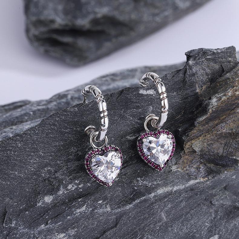 Sterling Silver Peach Heart Set Zircon Versatile Earrings for Christmas 2023 | Sterling Silver Peach Heart Set Zircon Versatile Earrings - undefined | Creative Cute Earrings, cute earring, Purple Crystal Diamond Earrings, rainbow gemstone ring, Sterling Silver Peach Heart Earrings | From Hunny Life | hunnylife.com