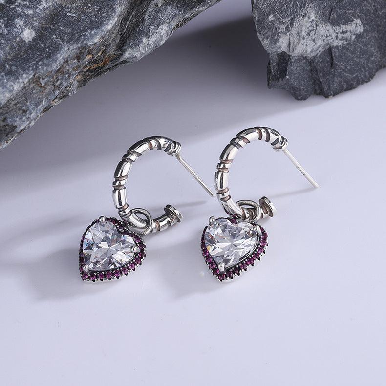 Sterling Silver Peach Heart Set Zircon Versatile Earrings for Christmas 2023 | Sterling Silver Peach Heart Set Zircon Versatile Earrings - undefined | Creative Cute Earrings, cute earring, Purple Crystal Diamond Earrings, rainbow gemstone ring, Sterling Silver Peach Heart Earrings | From Hunny Life | hunnylife.com