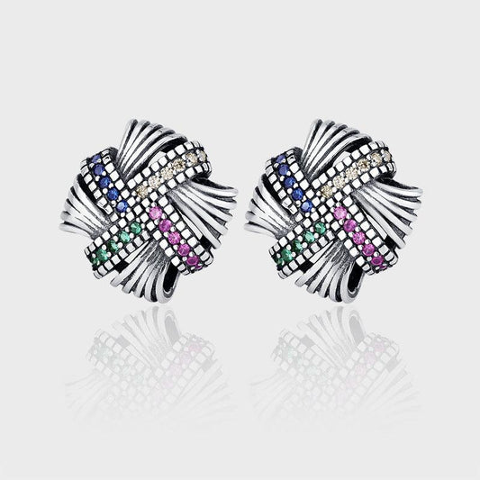 Sterling Silver S925 Braided Color Diamond Vintage Earrings for Christmas 2023 | Sterling Silver S925 Braided Color Diamond Vintage Earrings - undefined | Braided Color Diamond Vintage Earrings, Creative Cute Earrings, cute earring, gemstone earring, rainbow gemstone earring | From Hunny Life | hunnylife.com