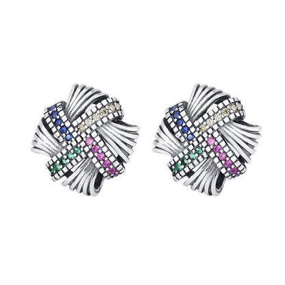 Sterling Silver S925 Braided Color Diamond Vintage Earrings in 2023 | Sterling Silver S925 Braided Color Diamond Vintage Earrings - undefined | Braided Color Diamond Vintage Earrings, Creative Cute Earrings, cute earring, gemstone earring, rainbow gemstone earring | From Hunny Life | hunnylife.com