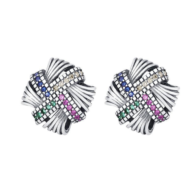 Sterling Silver S925 Braided Color Diamond Vintage Earrings for Christmas 2023 | Sterling Silver S925 Braided Color Diamond Vintage Earrings - undefined | Braided Color Diamond Vintage Earrings, Creative Cute Earrings, cute earring, gemstone earring, rainbow gemstone earring | From Hunny Life | hunnylife.com