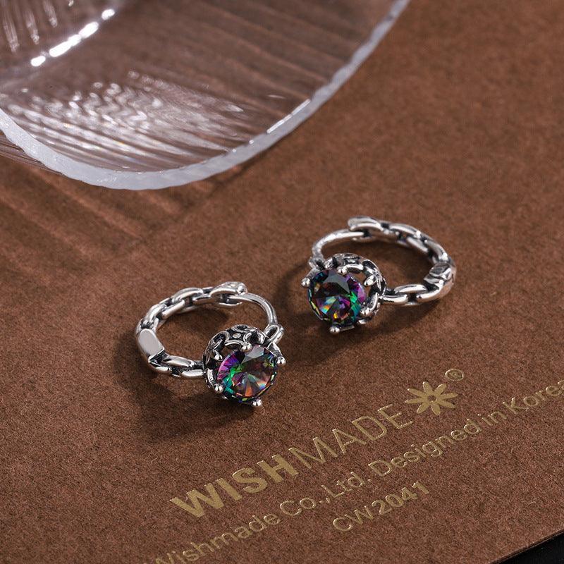 Sweet Cool Chain Purple Crystal Diamond Earrings in 2023 | Sweet Cool Chain Purple Crystal Diamond Earrings - undefined | 925 Sterling Silver Vintage Earrings, Purple Crystal Diamond Earrings, S925 Sterling Silver Earrings, Sweet Cool Chain Purple Diamond Earrings | From Hunny Life | hunnylife.com