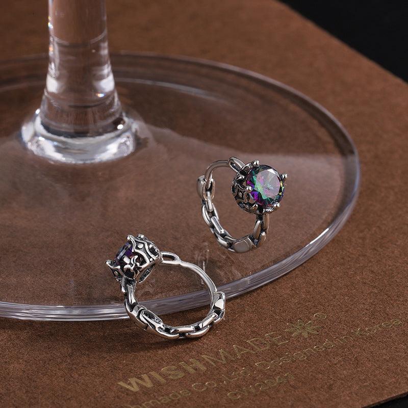 Sweet Cool Chain Purple Crystal Diamond Earrings in 2023 | Sweet Cool Chain Purple Crystal Diamond Earrings - undefined | 925 Sterling Silver Vintage Earrings, Purple Crystal Diamond Earrings, S925 Sterling Silver Earrings, Sweet Cool Chain Purple Diamond Earrings | From Hunny Life | hunnylife.com