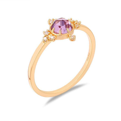 Temperament Natural Amethyst Ring Girl in 2023 | Temperament Natural Amethyst Ring Girl - undefined | Amethyst Ring, cute ring, S925 Silver Vintage Cute Ring, Sterling Silver s925 cute Ring | From Hunny Life | hunnylife.com
