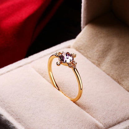 Temperament Natural Amethyst Ring Girl in 2023 | Temperament Natural Amethyst Ring Girl - undefined | Amethyst Ring, cute ring, S925 Silver Vintage Cute Ring, Sterling Silver s925 cute Ring | From Hunny Life | hunnylife.com
