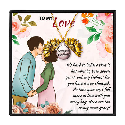 Thoughtful Ideas For Your 7th Wedding Anniversary in 2023 | Thoughtful Ideas For Your 7th Wedding Anniversary - undefined | 7 year wedding anniversary, 7 year wedding anniversary gifts, 7th year anniversary gift traditional, Sunflower Necklaces | From Hunny Life | hunnylife.com