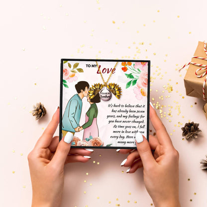 Thoughtful Ideas For Your 7th Wedding Anniversary in 2023 | Thoughtful Ideas For Your 7th Wedding Anniversary - undefined | 7 year wedding anniversary, 7 year wedding anniversary gifts, 7th year anniversary gift traditional, Sunflower Necklaces | From Hunny Life | hunnylife.com