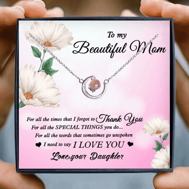 To My Beautiful Mom Necklace Gift Set from Daughter for Christmas 2023 | To My Beautiful Mom Necklace Gift Set from Daughter - undefined | Happy Birthday Mom Necklace Gift ideas, Mom Necklace, Mom Necklace Gift, to my mom necklaces | From Hunny Life | hunnylife.com
