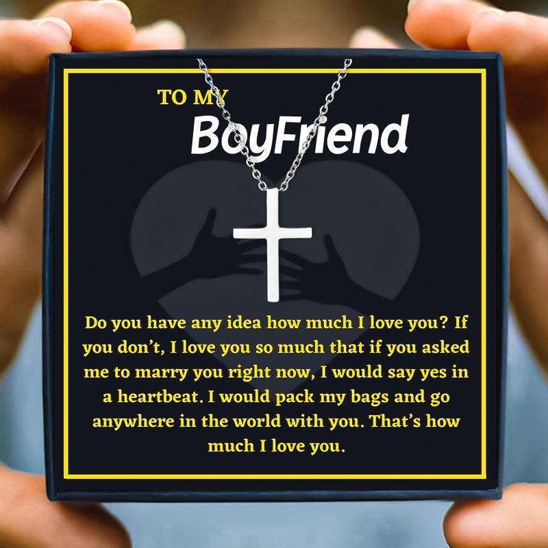 To My Boyfriend Always Remember Cross Necklace in 2023 | To My Boyfriend Always Remember Cross Necklace - undefined | Boyfriend Chain, boyfriend necklace, cross necklace for boyriend, necklace for boyfriend | From Hunny Life | hunnylife.com