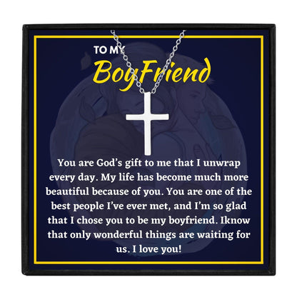 To My Boyfriend Cross Necklace Gift Set in 2023 | To My Boyfriend Cross Necklace Gift Set - undefined | Boyfriend Chain, boyfriend necklace, cross necklace for boyriend, necklace for boyfriend | From Hunny Life | hunnylife.com