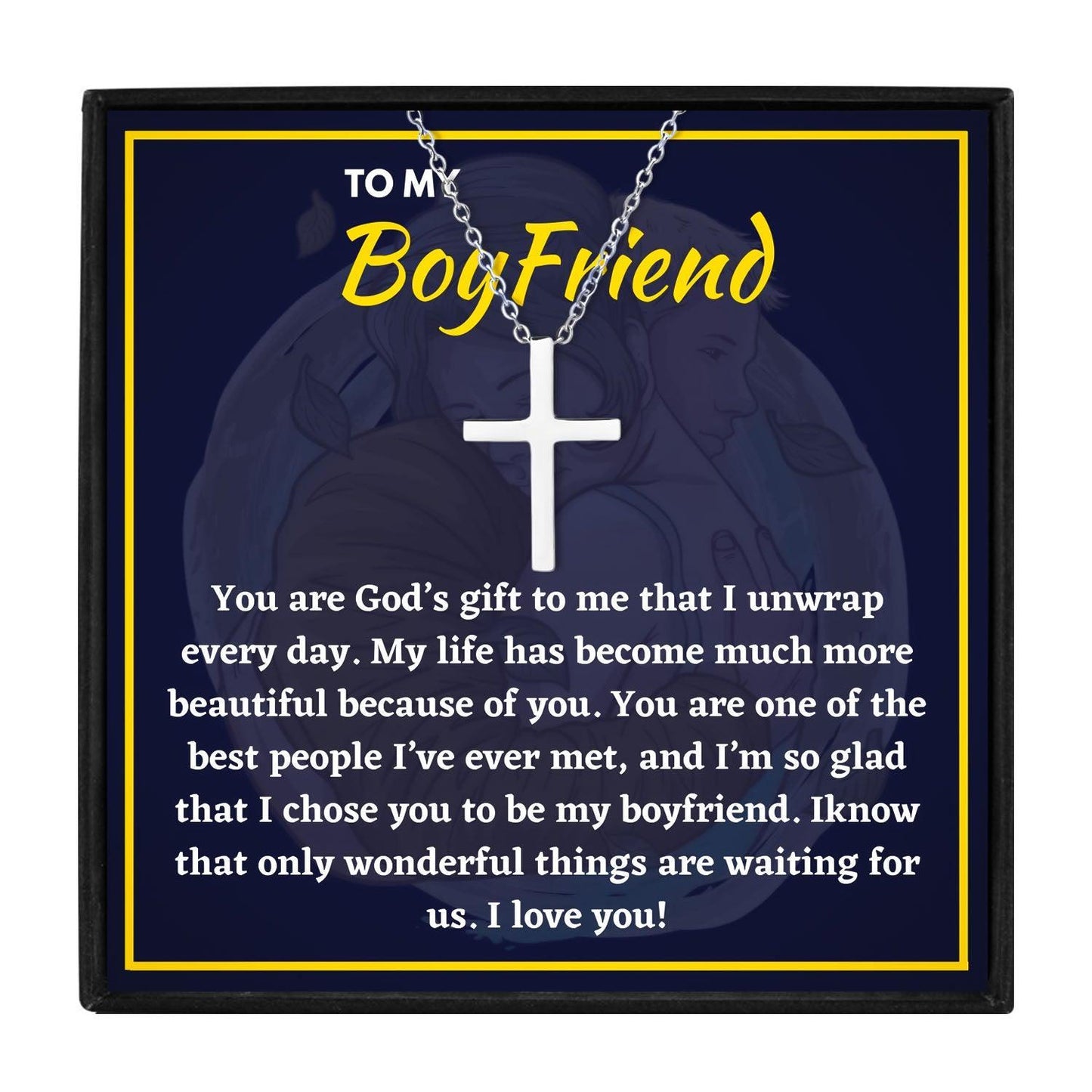 To My Boyfriend Cross Necklace Gift Set for Christmas 2023 | To My Boyfriend Cross Necklace Gift Set - undefined | Boyfriend Chain, boyfriend necklace, cross necklace for boyriend, necklace for boyfriend | From Hunny Life | hunnylife.com