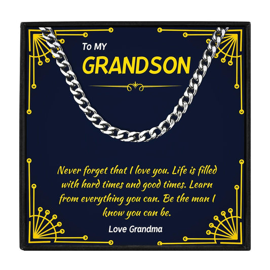 To My Dear Grandson Luxury Necklace From Grandma for Christmas 2023 | To My Dear Grandson Luxury Necklace From Grandma - undefined | birthday gift grandson, grandson gift, grandson necklace, To my Grandson Gift Necklace | From Hunny Life | hunnylife.com