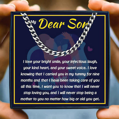 To My Dear Son Necklace Gift Set for Christmas 2023 | To My Dear Son Necklace Gift Set - undefined | mother and son necklace, mother son necklaces, son necklace from mom, to my son necklace | From Hunny Life | hunnylife.com